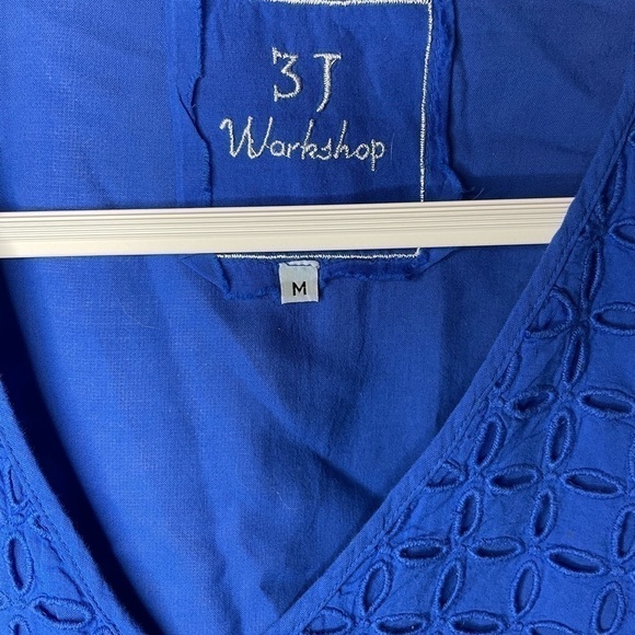 Johnny Was 3J Workshop Blue Tunic Bohemian Top Embroidered Size Med Womens   - Picture 2 of 10